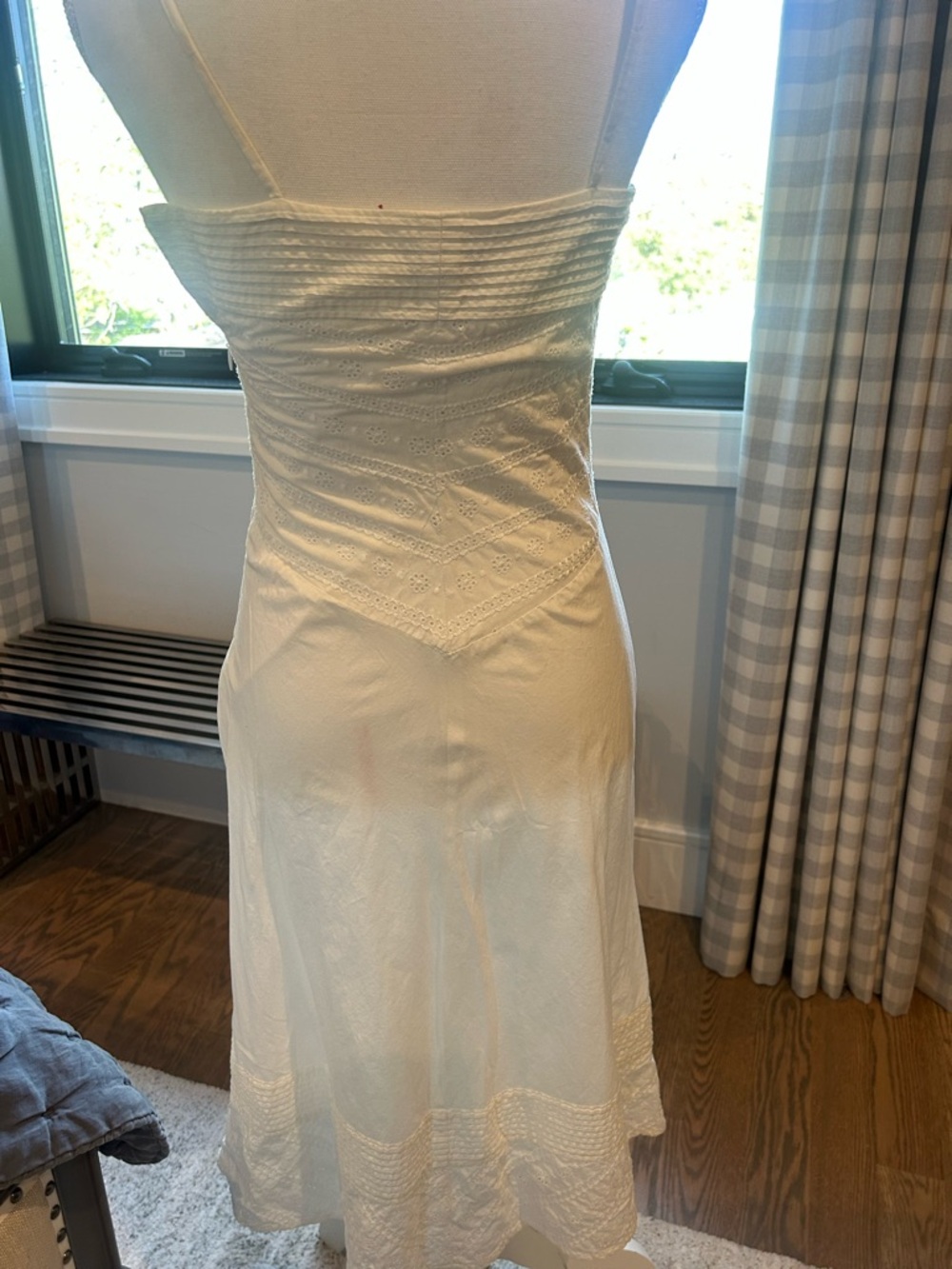 J. Crew White Sleeveless Midi Dress with Pintuck Bodice - Picture 3 of 6